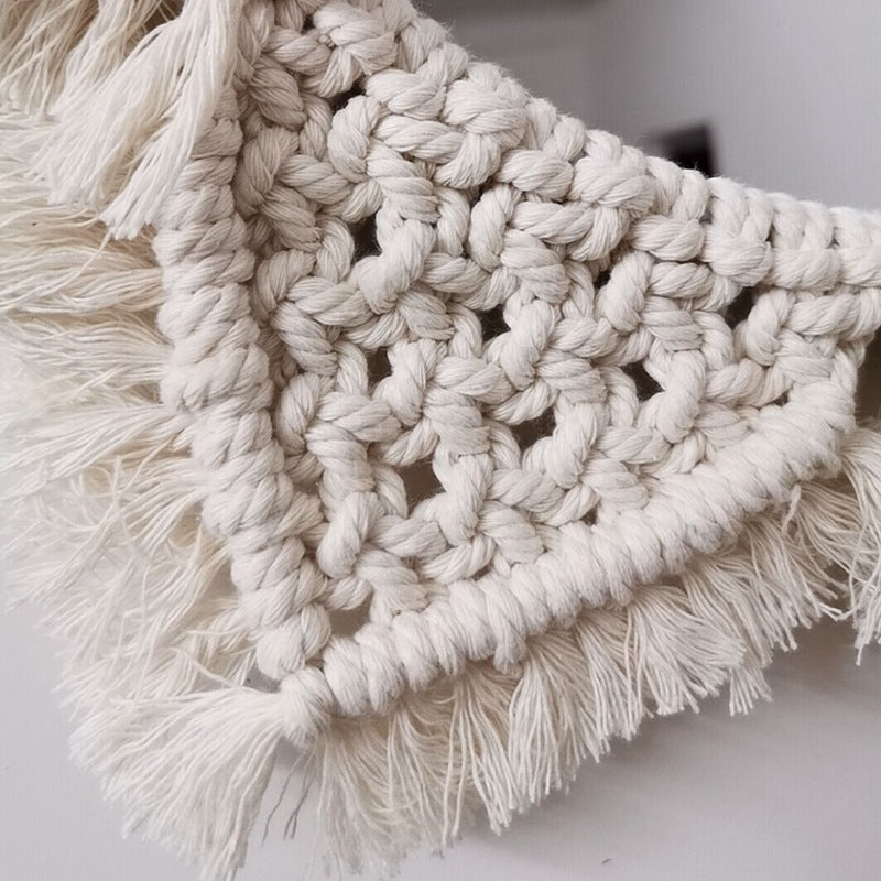 Floral Geometric Shapes Hanging Wall Art Decor Macrame Fringe Decorative