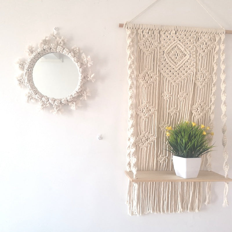 Weaving Art Hanging Wall Decoration with Mirror Art Decor