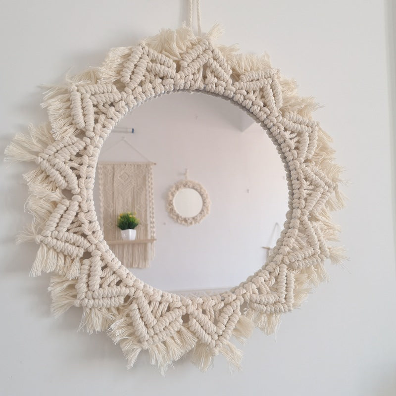 01 Weaving Art Hanging Wall Decoration with Mirror Art Decor