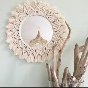 05 Weaving Art Hanging Wall Decoration with Mirror Art Decor
