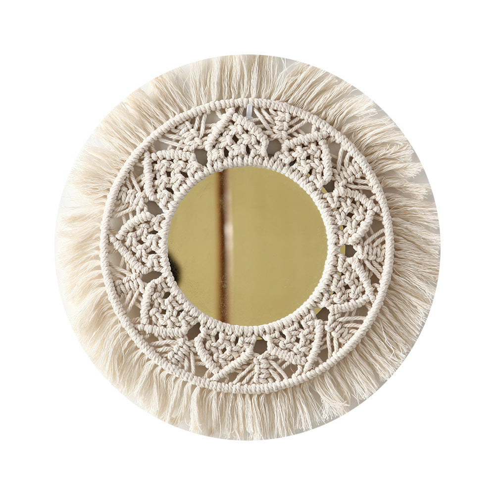 09 Weaving Art Hanging Wall Decoration with Mirror Art Decor