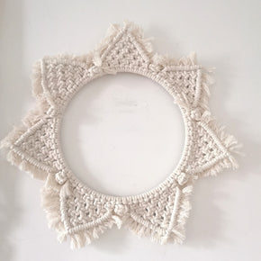 Floral Geometric Shapes Hanging Wall Art Decor Macrame Fringe Decorative