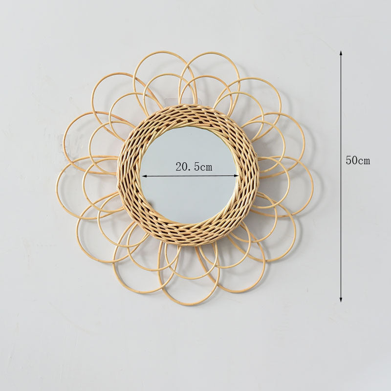 01 Round Wicker Bathroom Mirror Decorative Wall Vanity Mirror