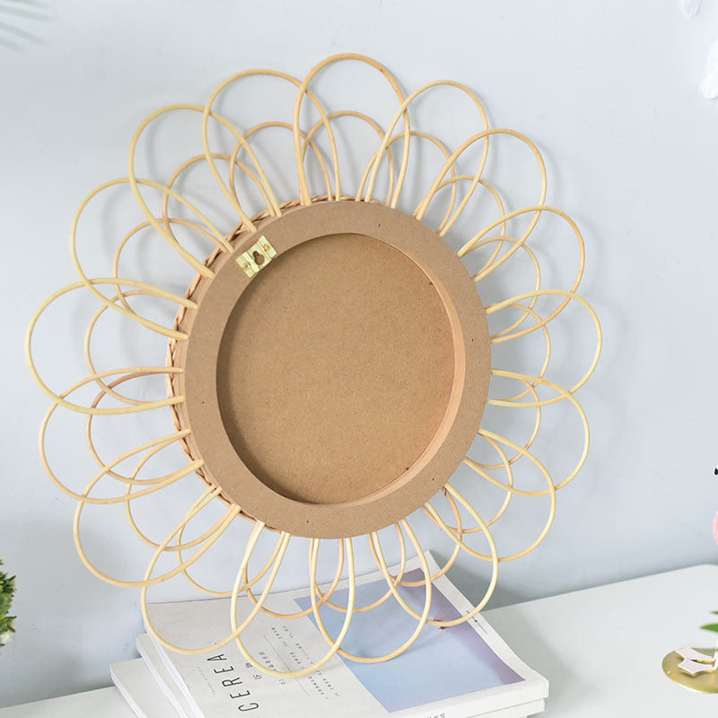 01 Round Wicker Bathroom Mirror Decorative Wall Vanity Mirror