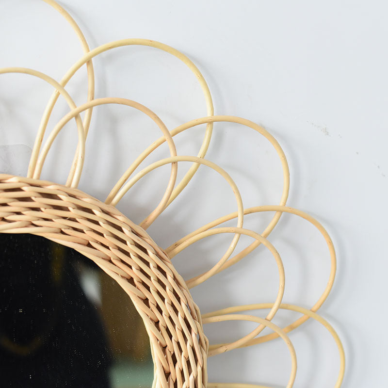 01 Round Wicker Bathroom Mirror Decorative Wall Vanity Mirror