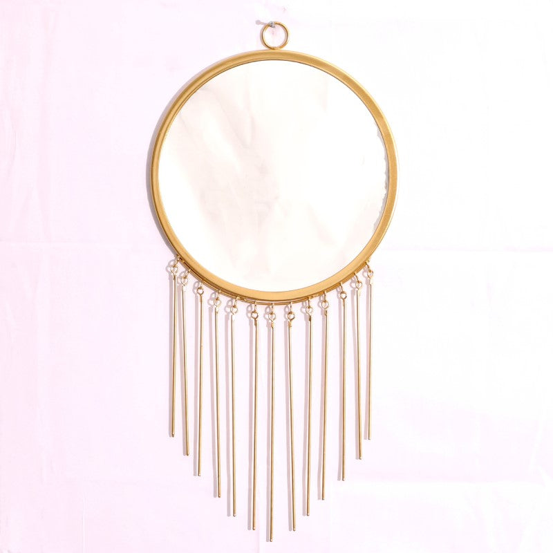 Golden Tassels Round Hanging Mirror Wall Living room bedroom office