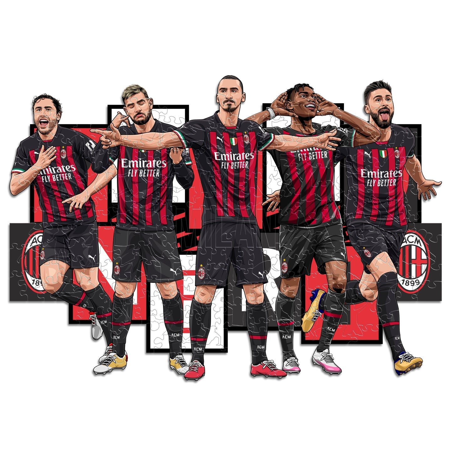 AC Milan® 5 Players - Official Wooden Puzzle (LIMITED EDITION)