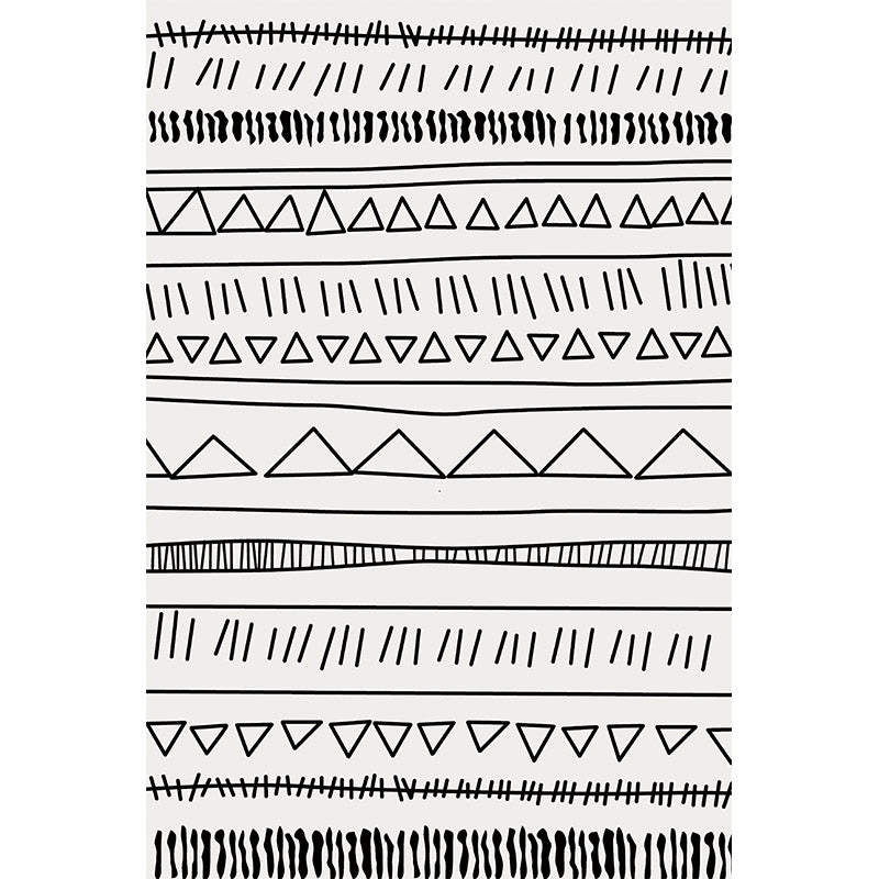 Black White Modern Moroccan Geometric Striped Patterned Non-slip Sofa Rug Table Rug Area Rugs Customizable