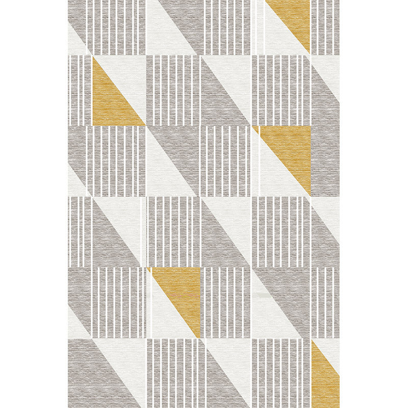 Warm Color Grey Yellow Modern Sofa Table Geometric Patterned Striped Area Rugs Customizable