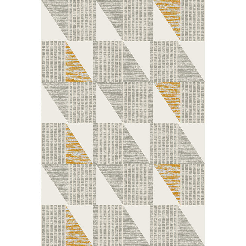 Warm Color Grey Yellow Modern Sofa Table Geometric Patterned Striped Area Rugs Customizable