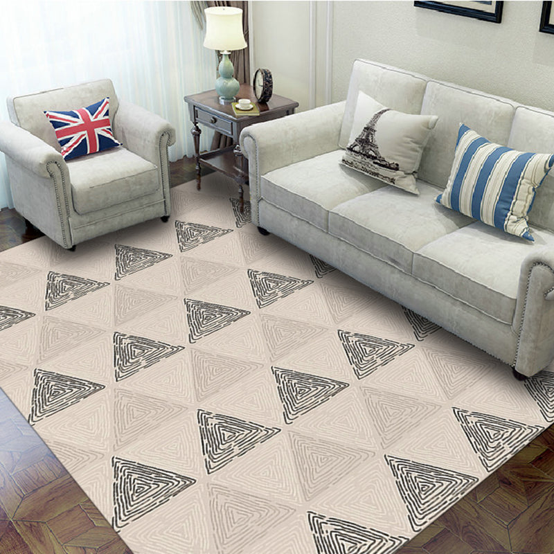 Warm Color Grey Beige Modern Sofa Table Geometric Patterned Striped Area Rugs Customizable