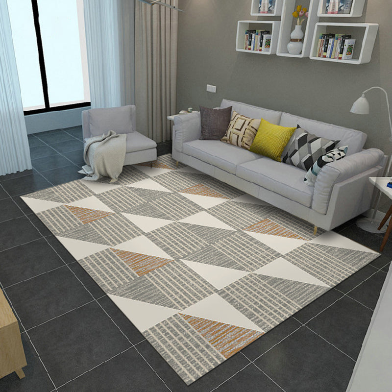 Warm Color Grey Yellow Modern Sofa Table Geometric Patterned Striped Area Rugs Customizable