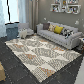 Warm Color Grey Yellow Modern Sofa Table Geometric Patterned Striped Area Rugs Customizable