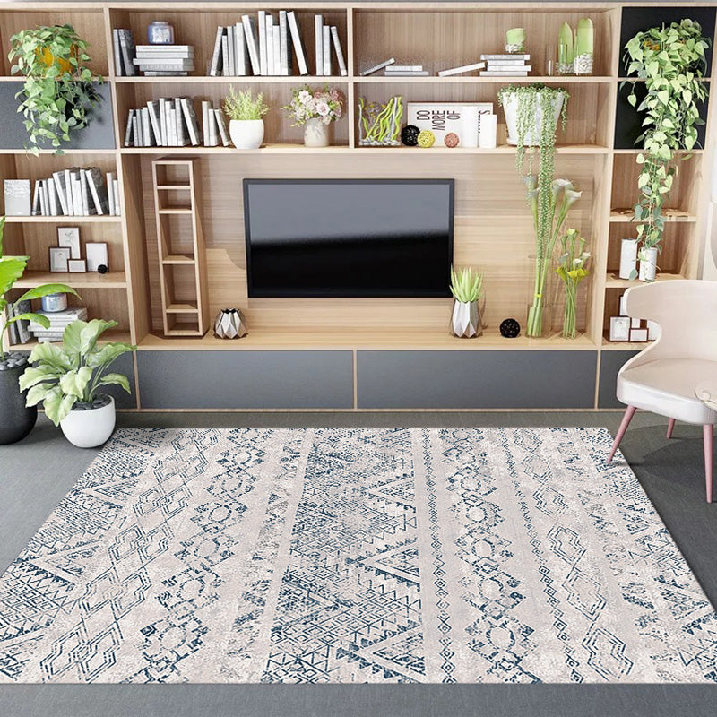 Blue Modern Moroccan Patterned Striped Non-slip Sofa Rug Table Rug Area Rugs Customizable