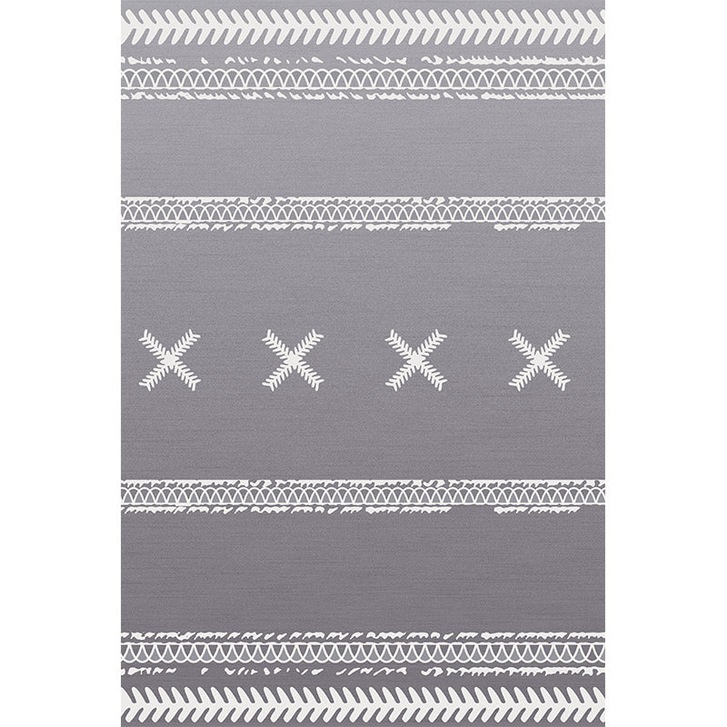 Grey Modern Moroccan Patterned Striped Non-slip Sofa Rug Table Rug Area Rugs Customizable