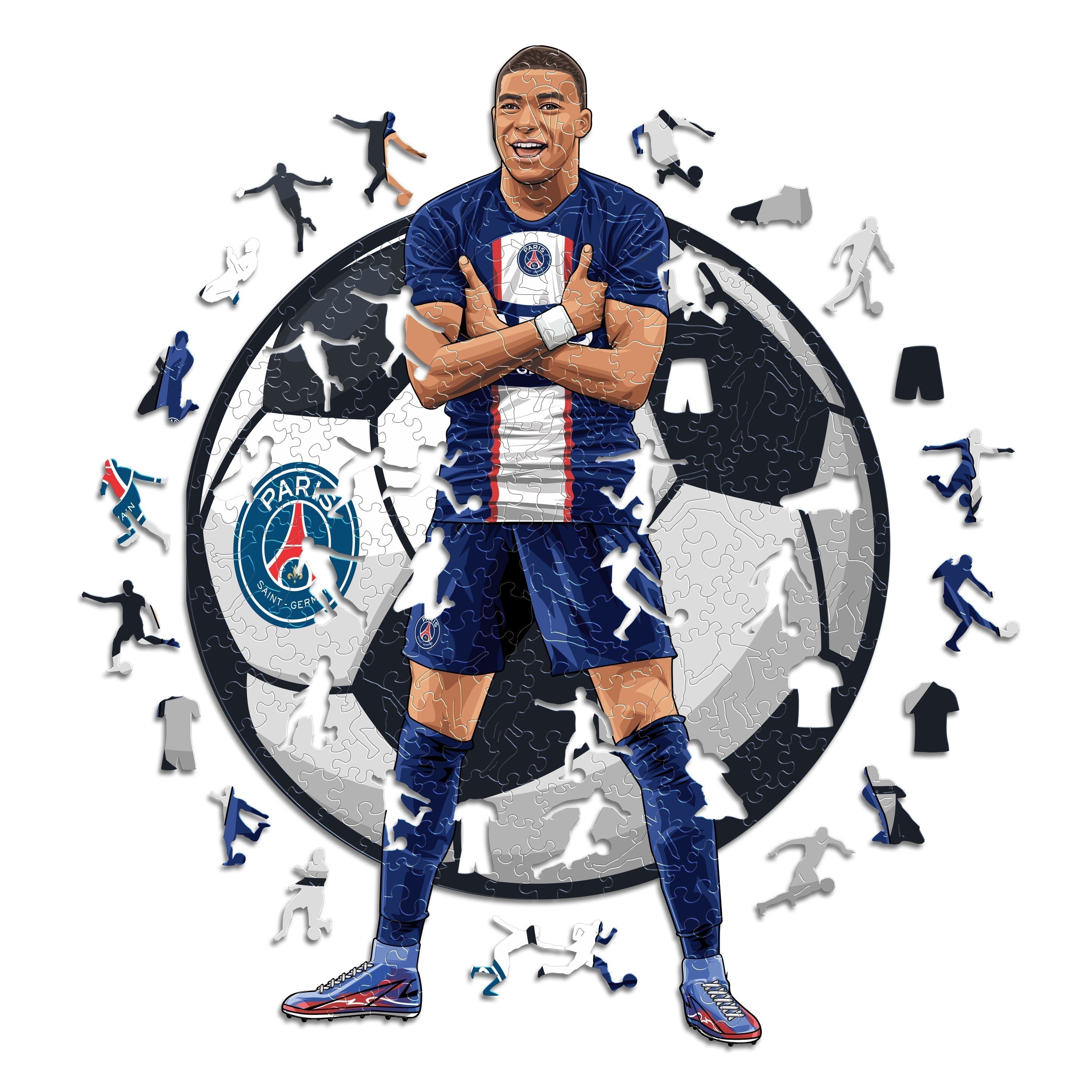 4 PACK PSG FC® Logo + Jersey + Lionel Messi + Kylian Mbappé