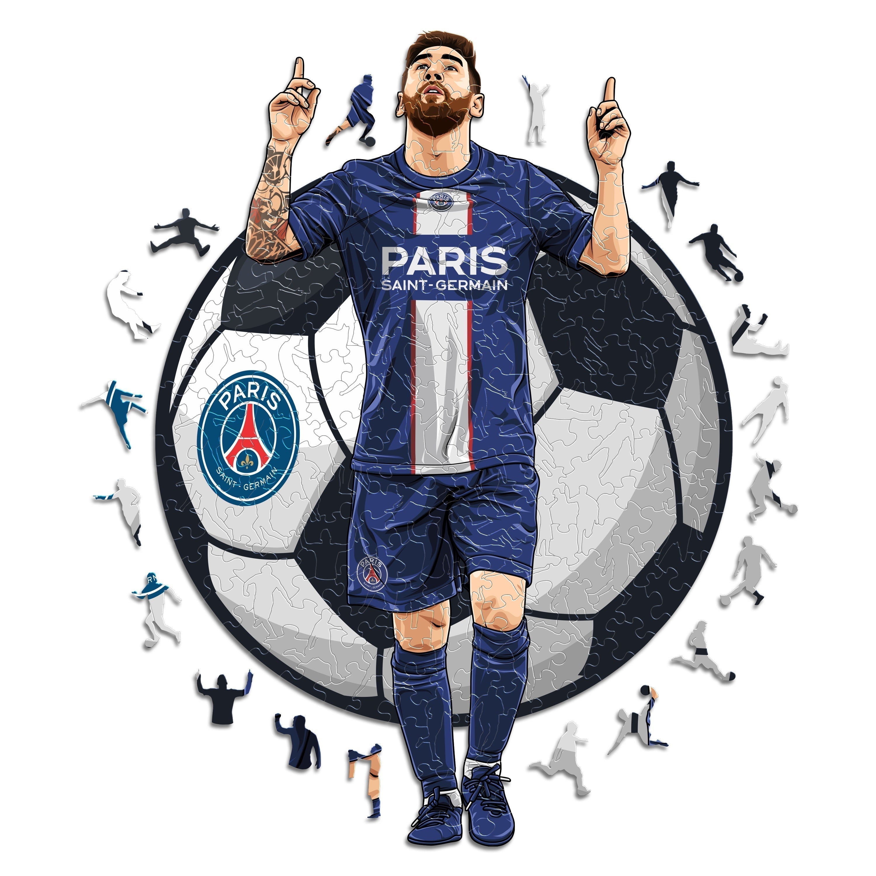 4 PACK PSG FC® Logo + Jersey + Lionel Messi + Kylian Mbappé