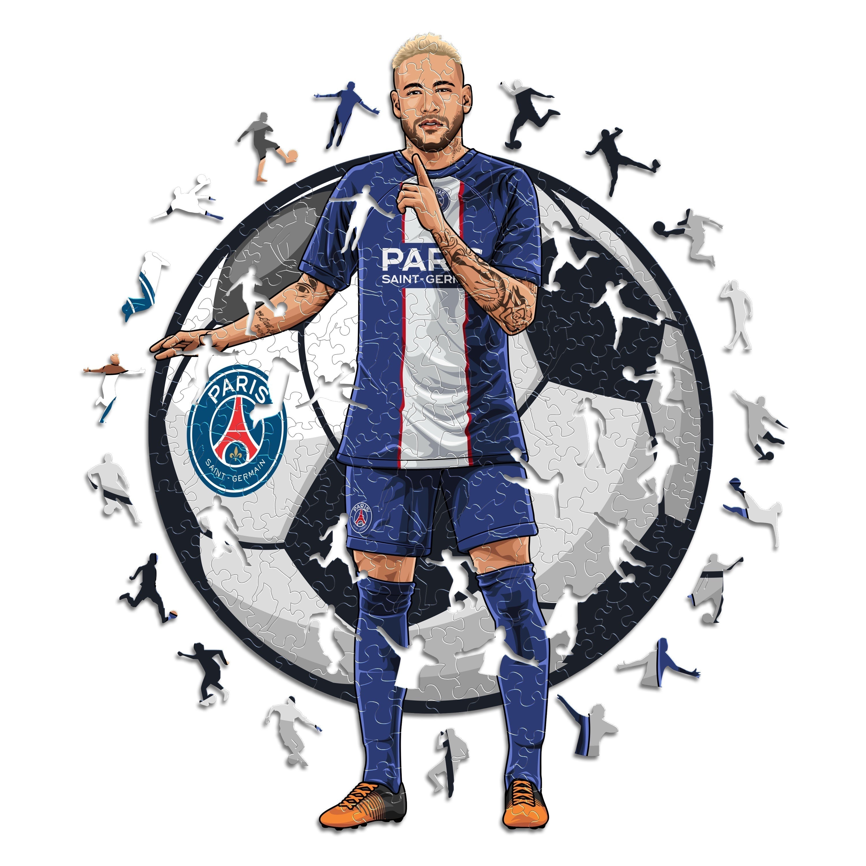 4 PACK PSG FC® Logo + Lionel Messi + Kylian Mbappé + Neymar Jr.
