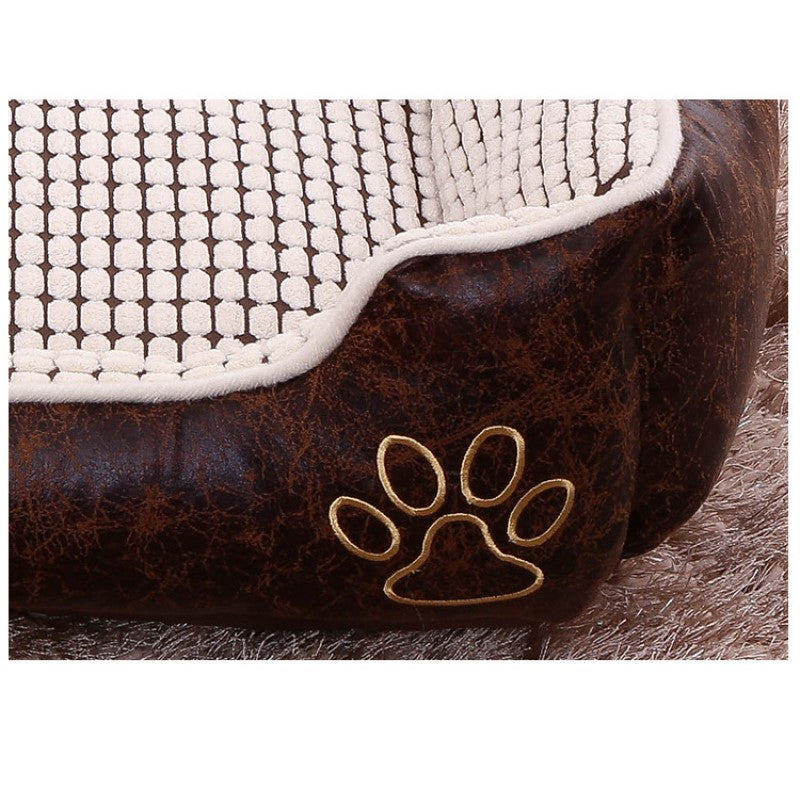 Beige Luxurious Simplicity Square Dog & Cat Soft Pet Bed Detachable and Washable Easy to Clean