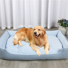 Blue Gray Rectangle Plush Pet Nest Soft Breathable Cat Bed Dog Bed