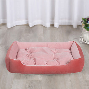 Orange Warm Rectangle Puppy Sleeping Cushion Washable Removable Pet Mat