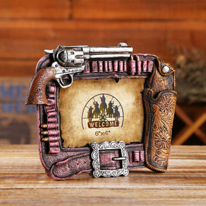 Pistol Style Artificial Resin Vintage Photo Frame, Home Decoration Desktop Decoration