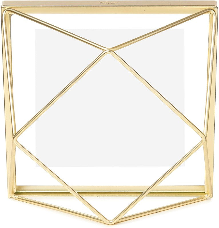 Golden Diamond Shape Retro Glass Metal Photo Frame Artwork Picture Frame for Pothos, Plant Specimen Tabletop Display