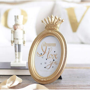 Oval Shape Golden Crown Resin Photo Frame Home Decor Desktop Picture Frame