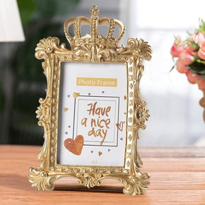 Luxurious Golden Crown Resin Photo Frame Home Decor Desktop Picture Frame