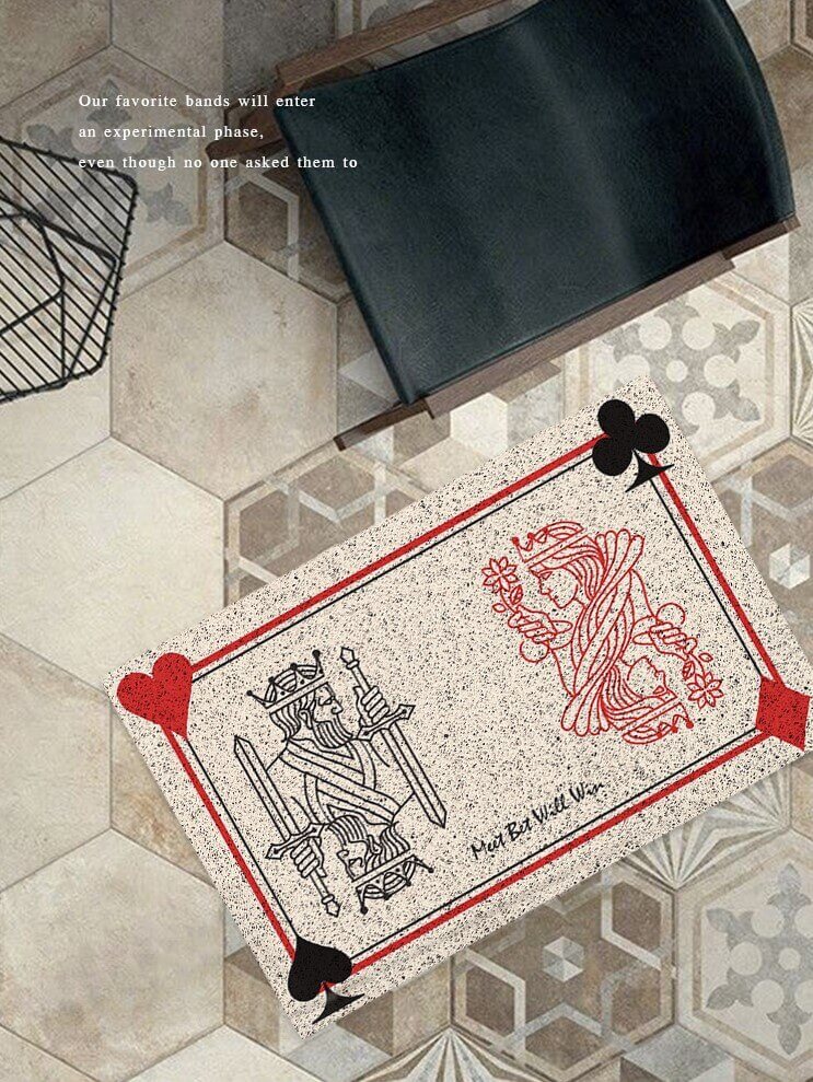 Poker Series (King And Queen) Dust Removal Doormat Entrance Non-slip Outdoor Floormat