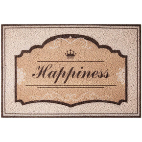 Vintage Dust Removal Word  (Happiness) Doormat Entrance Non-slip Outdoor Floormat