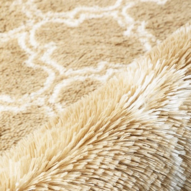 Brown Soft Comfortable Geometric Plush Shaggy Rugs Bedroom Living Room Bedside Rug Floor Mat 02
