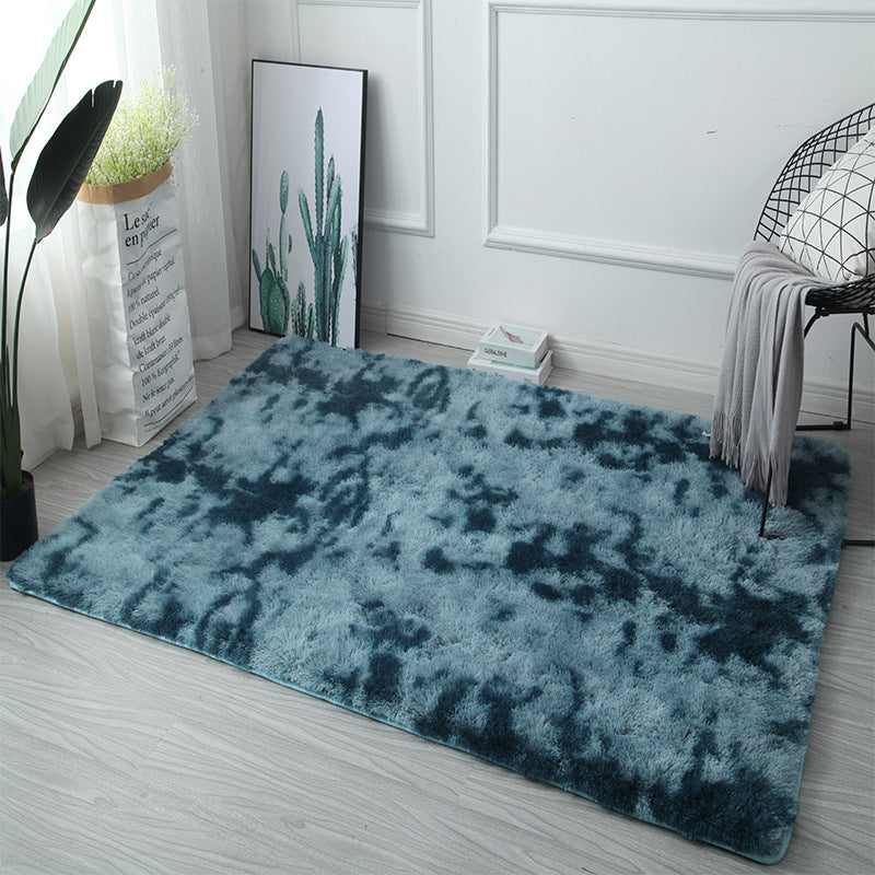 Gradient Dark Blue Colour Modern Plain Carpet Bedroom Living Room Sofa Rugs Soft Plush Shaggy Rugs