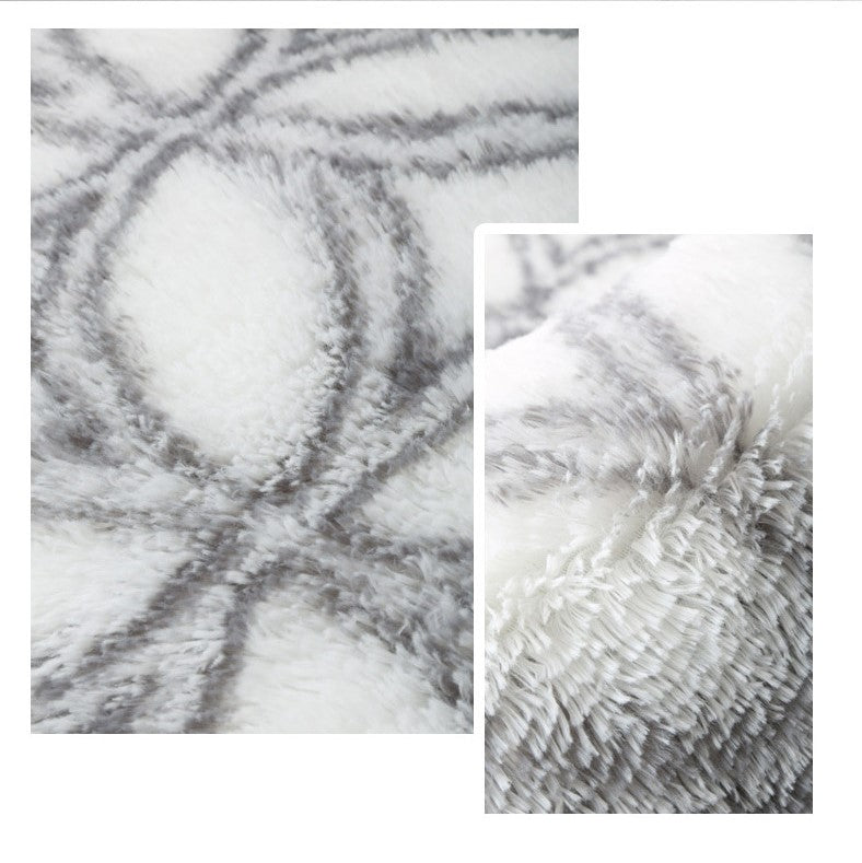 Grey Soft Comfortable Geometric Plush Shaggy Rugs Bedroom Living Room Bedside Rug Floor Mat 03