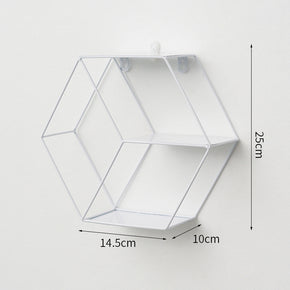 White Simplicity Iron Hexagonal Wall Storage Decoration Creative Home Living Room Wall Shelf