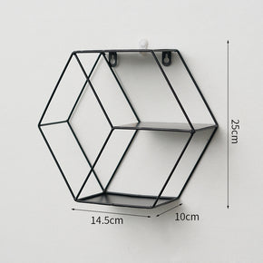 Black Simplicity Iron Hexagonal Wall Storage Decoration Creative Home Living Room Wall Shelf