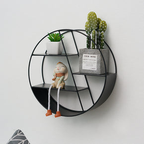 Black Simplicity Iron Round Wall Storage Decoration Creative Home Living Room Wall Shelf