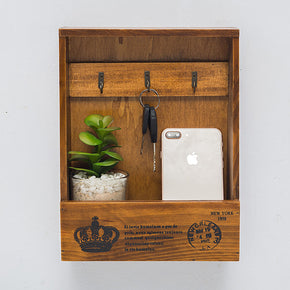 Vintage Wall decor Creative Home Storage Wooden Box Doorway Entryway Hanging Key Hook