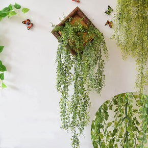 01 Simulated Greenery Vintage Wooden Plant Hanging Living Room Dining Room Wall Decoration