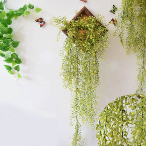 03 Simulated Greenery Vintage Wooden Plant Hanging Living Room Dining Room Wall Decoration