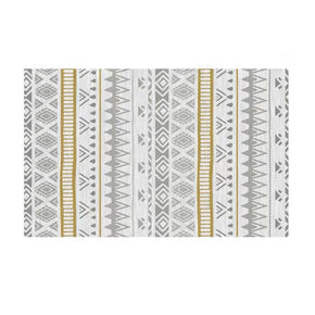Simple Grey and Yellow Modern Morracan Geometric Patterned Rug Bedroom Living Room Sofa Rugs Floor Mat