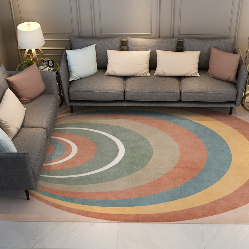 Colourful Rainbow Modern Contemporary Geometric Rugs for Living Room Dining Room Bedroom