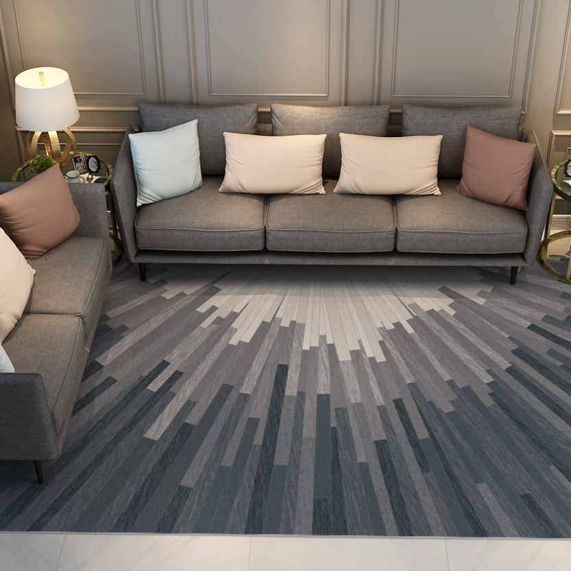Grey Modern Contemporary Geometric Striped Rugs for Living Room Dining Room Bedroom Hall