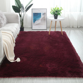 50*120CM 100*160CM 140*200CM Wine Red Colour Modern Plain Shaggy Rugs