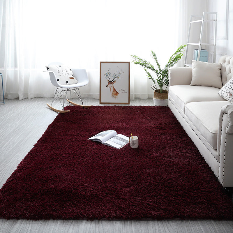50*120CM 100*160CM 140*200CM Wine Red Colour Modern Plain Shaggy Rugs