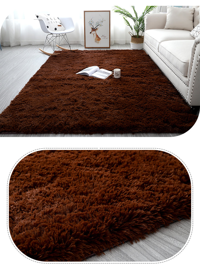 Coffee Colour Modern Plain Carpet Bedroom Living Room Sofa Rugs Soft Plush Shaggy Rugs