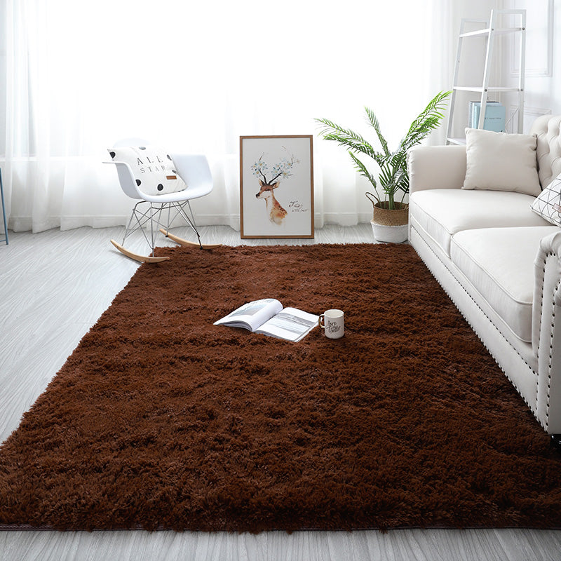 Coffee Colour Modern Plain Carpet Bedroom Living Room Sofa Rugs Soft Plush Shaggy Rugs