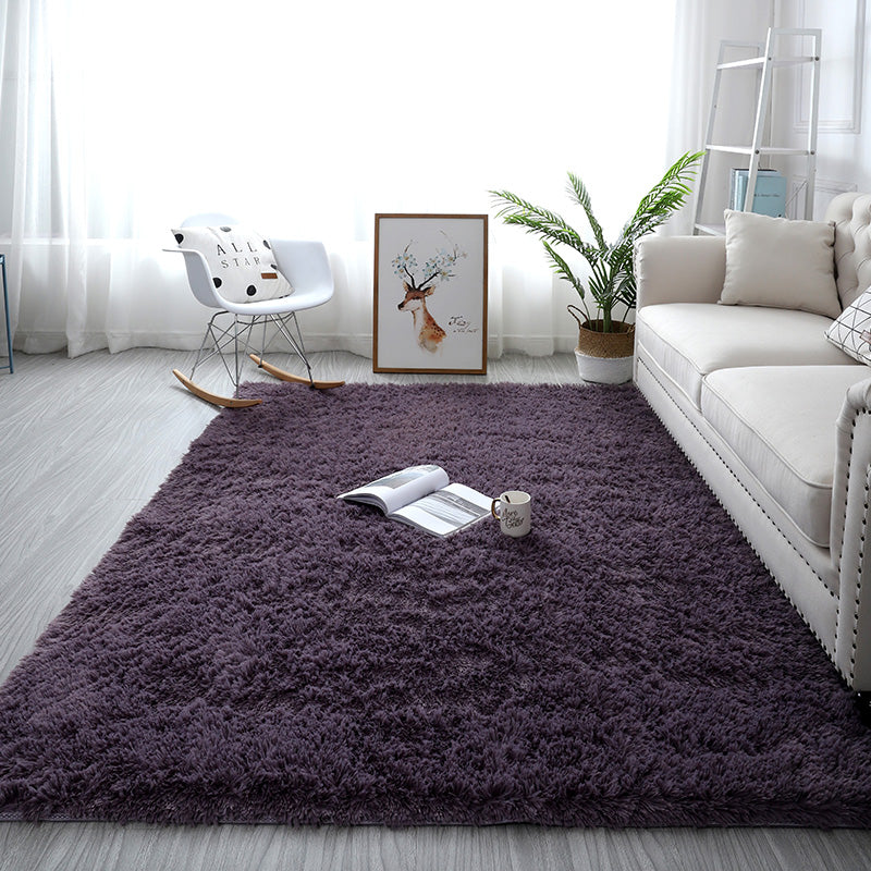 Greyish-Purple Colour Modern Plain Carpet Bedroom Living Room Sofa Rugs Soft Plush Shaggy Rugs