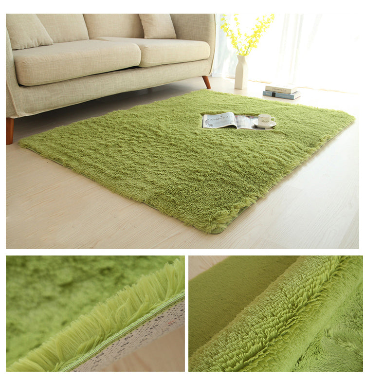 Grass-Green Colour Modern Plain Carpet Bedroom Living Room Sofa Rugs Soft Plush Shaggy Rugs
