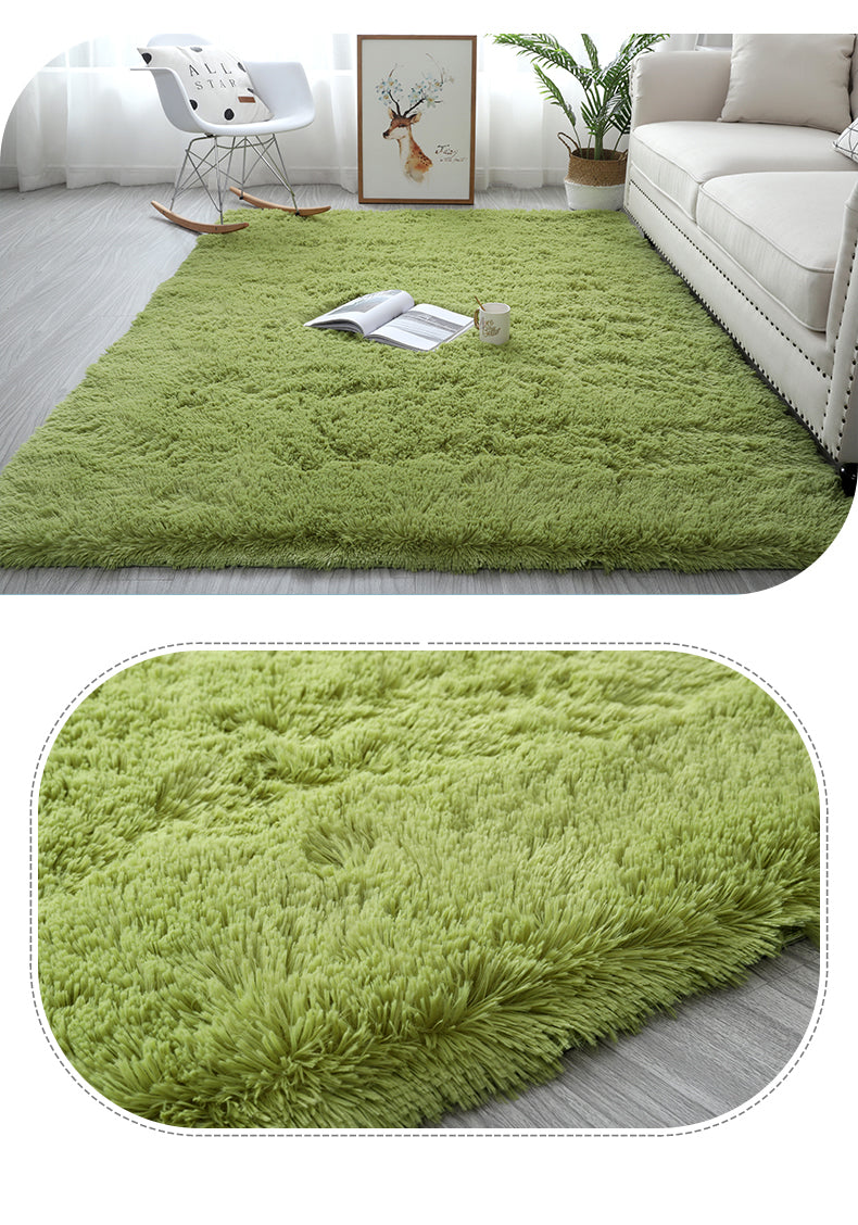 Grass-Green Colour Modern Plain Carpet Bedroom Living Room Sofa Rugs Soft Plush Shaggy Rugs